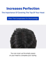 Back view of a person's head with text about covering the top of the head for styling.