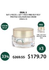 Promotional offer for Prestige Collagen Age Cream with a free gift included.