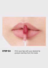 Lipstick application on lips with text指导