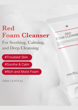 Red Foam Cleanser packaging with text on a white background