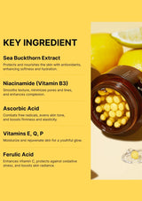 Product packaging with key ingredients listed on a yellow background
