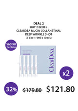 Cleardea Mucin Collagen Shot packaging with promotional text on a white background
