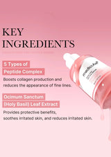 MediCure serum bottle with key ingredients listed on a pink background
