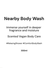 Advertisement for Nearby Body Wash with text on a white background
