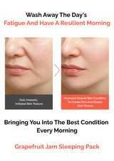 Advertisement for a skincare product showing before and after effects on skin texture.