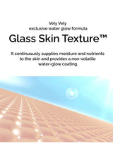 Advertisement for Vely Vely Glass Skin Texture with text about moisture and nutrients supply.