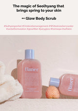 Flaner Snowberry Sorbet Glow Body Scrub with packaging on a pink background