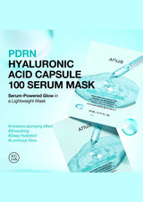 Anua PDRN Hyaluronic Acid Capsule Serum Mask packaging with text on a light blue background