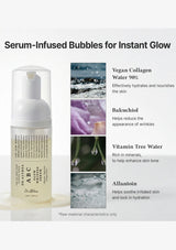Skincare product with ingredients listed on a white background