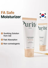 Two Purito skincare products with text highlighting features on a white background