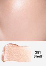 Nude-colored makeup swatch labeled '391 Shell' on a white background