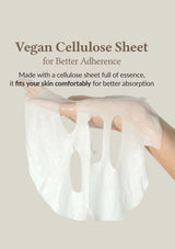 Vegan cellulose sheet with text on a beige background