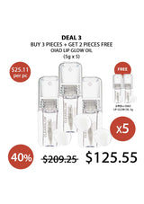 Olad lip glow oil packaging with promotional text and pricing on a white background