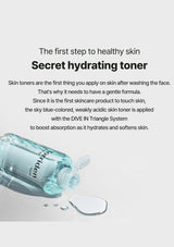 Advertisement for hydrating skin toner with text and a vegan logo on a white background