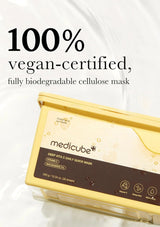Medicube deep vita C daily quick mask packaging with text about being 100% vegan-certified and fully biodegradable.