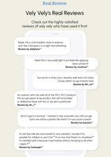Reviews of Vely Vely products on a beige background
