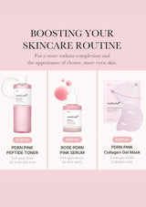 Mediclean skincare product set with pink bottles and packaging on a light pink background.