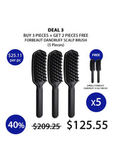 Promotional graphic for Forbeaut dandruff scalp brush with pricing and deal details.
