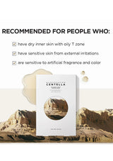 Product packaging with desert landscape background and text about skin conditions
