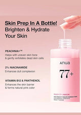 Anua skincare product with text on a pink background