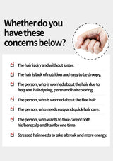 Text questionnaire about hair concerns with a hand icon on a white background
