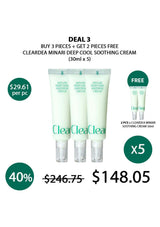 Promotional offer for ClearDaCe Minari Deep Cool Soothing Cream with pricing and quantity details.