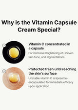 Vitamin Capsule Cream advertisement with text and images of a vitamin capsule and skin.