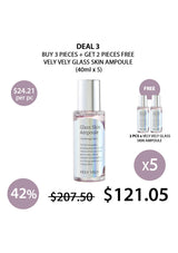 Promotional offer for Vely Vely Glass Skin Ampoule with pricing and quantity details.