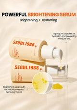 Seoul 1988 brightening serum with text on a beige background