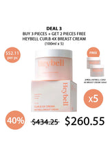 Heybell breast cream packaging with promotional text on a white background