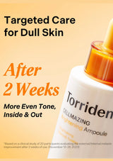 Torriden Cellmazing Brightening Ampoule with text on a beige background