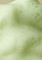 Close-up of a green sponge with bubbles