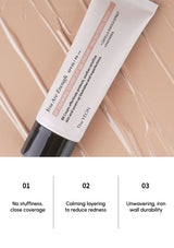 Tube of skincare product with text on a beige background