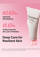 Torriden CellMazing Cream tube on a pink background with text about skin moisture and wrinkle improvement.