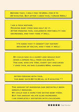 Reviews of a product on a yellow background