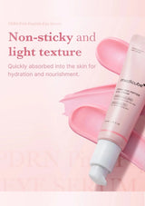Medicube Pink Peptide Eye Serum with pink background and text highlighting features