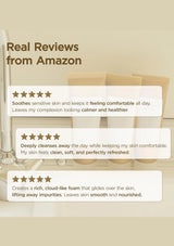 Product reviews from Amazon displayed on a beige background