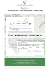 Product packaging with certification text and green leaf design