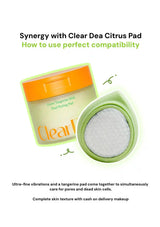 ClearDea Triple Bounce Device paired with Green Tangerine Peeling Pads for gentle exfoliation and pore care