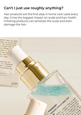 Hair product bottle with text about hair care and product selection.