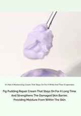 Purple cream being applied with a brush on a white background