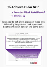 Advertisement for skin whitening product with text on a white background