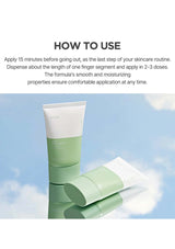 Skincare product with instructions on how to use it against a sky background