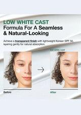 Anua Heartleaf Silky Moisture Suncream before after use