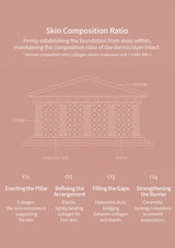 Diagram of skin composition ratio with architectural analogy on a pink background