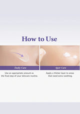 Instructions on how to use a skincare product with text and images of skin care application.