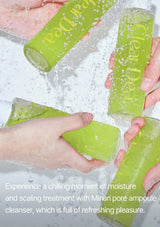 ClearDea Minari Pore Ampoule Cleanser bottles splashed with water for refreshing pore cleansing and hydration