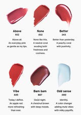 Color swatches with names and descriptions on a white background