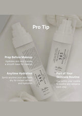 Two skincare sprays with text on a neutral background