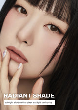 Close-up of a person with 'Radiant Shade' text overlay